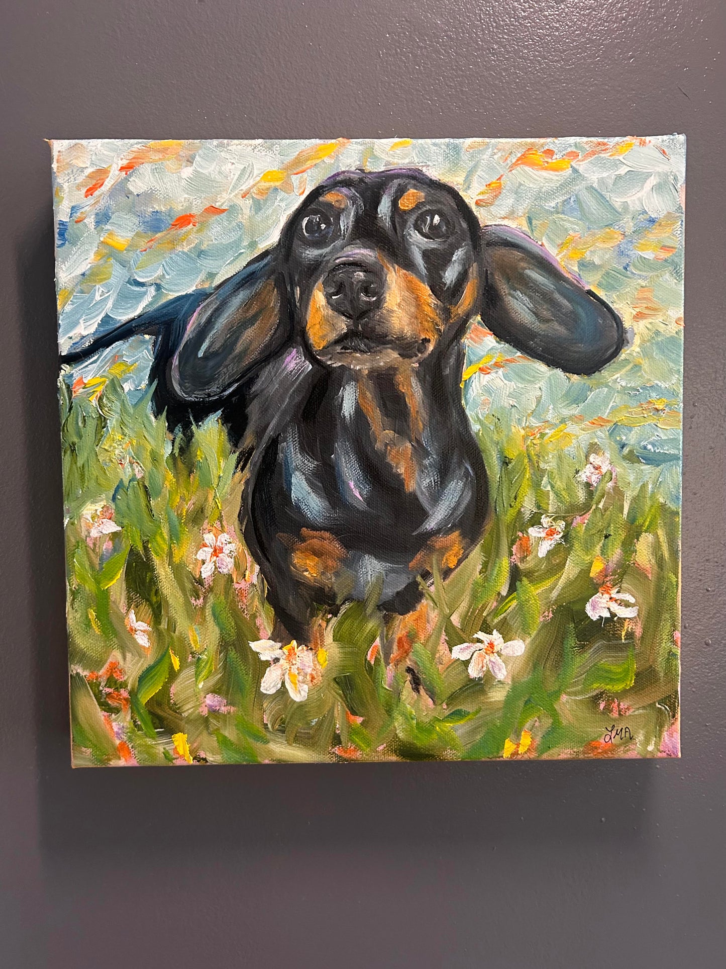 Dachshund Frolic 12x12in