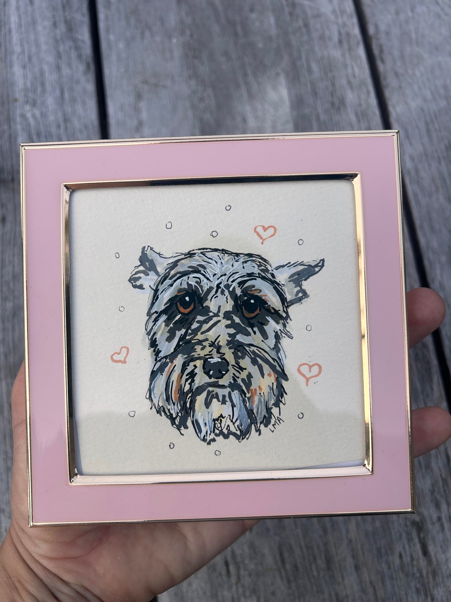 Schnauzer 4x4 Framed Portrait